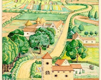 Hobbiton Art Print: J.R.R. Tolkien Fantasy Landscape Giclée