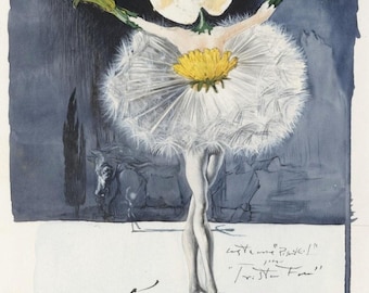 Dance of the Dandelion by Salvador Dali – Vintage Surrealist Floral Art Print | Giclée Poster | Unframed Whimsical Nature Wall Decor