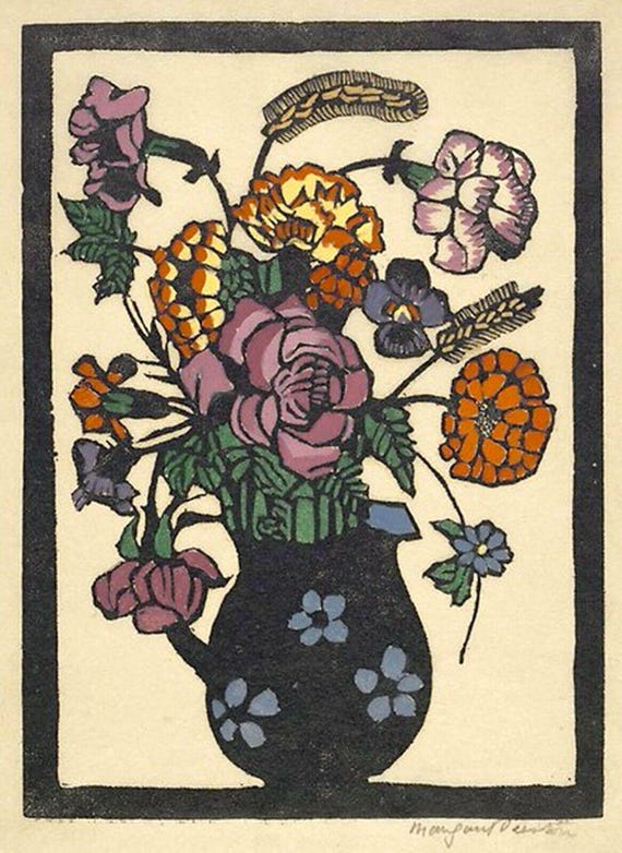 マーガレット・プレストンの花のアートプリント：水差しの中の花