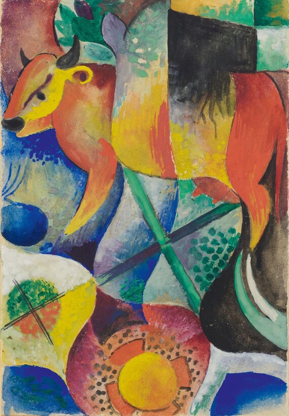 牛の絵　ETHAN ALLEN ロンドン　アンティーク風　ビンテージ ハインリヒ・カンペンドンク作「牛」 – ドイツ表現主義のアート