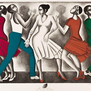 Dancing by Elizabeth Catlett – Powerful Figurative Art Print, Vintage African American Movement Wall Decor