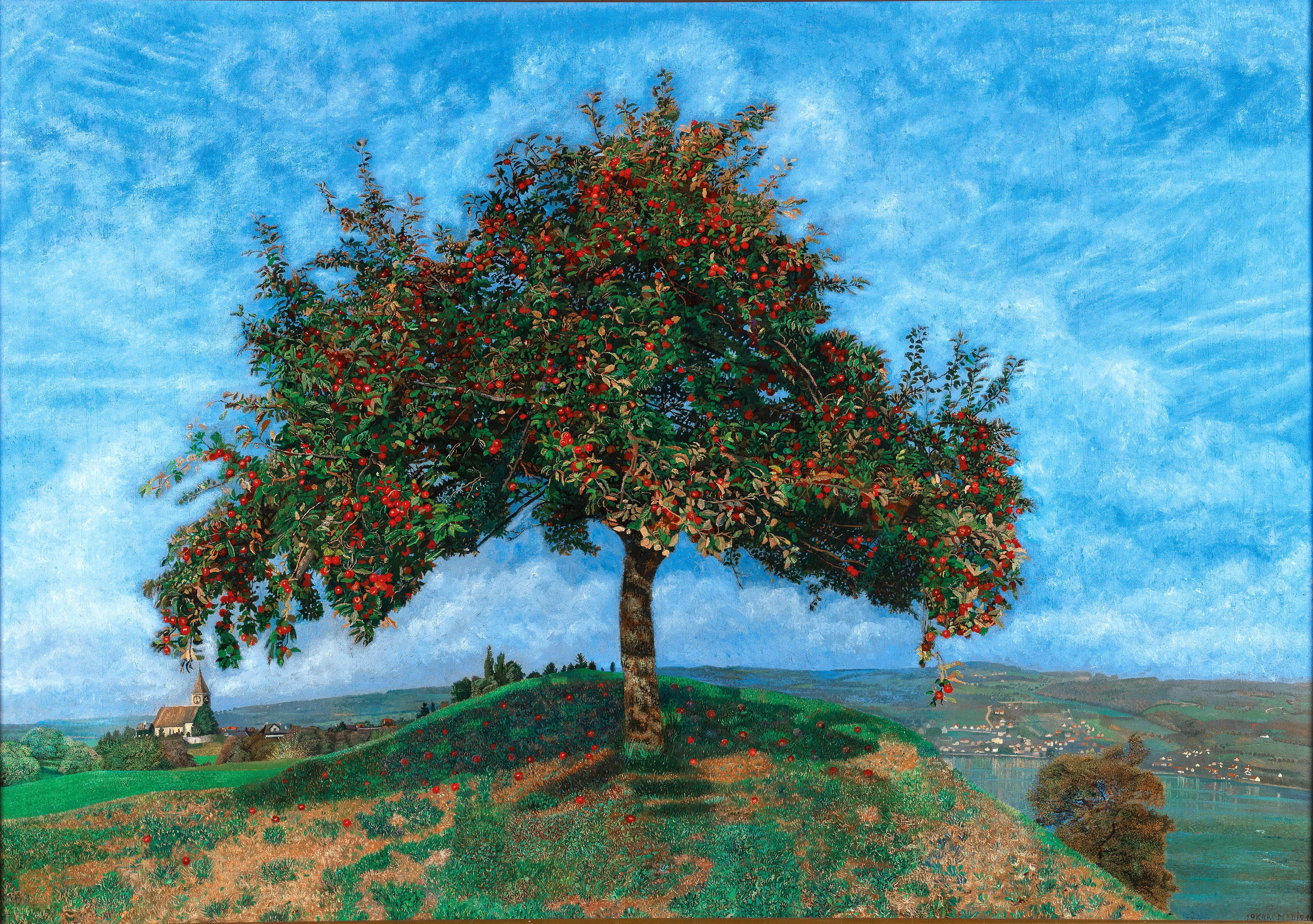 Apple Tree by Lake Zürich – Karl Mediz | Vintage Landscape Giclée