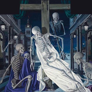 複製画　[トンネル]　ポール・デルヴォー画　ガラス加工　画面525×325mm 複製画 [トンネル] ポール・デルヴォー画 ガラス加工 画面525