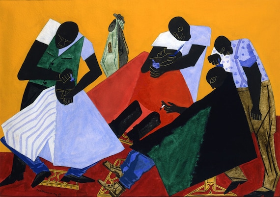 La barbería – Jacob Lawrence Impresión artística de una escena
