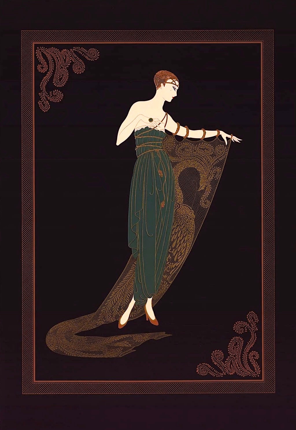 Emerald Night – Erté | Art Deco Fashion Illustration Print – Glam
