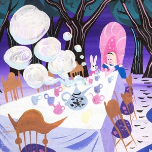 Alice nel Paese delle Meraviglie, concept di Mary Blair – Stampa artistica Disney vintage / Poster Giclée / Decorazione murale di metà secolo, senza cornice