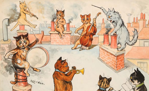 絵画　（猫のオーケストラ） Orchestra Di Cat | 陶製猫アート ネコロジックアーツ 正木卓の作品