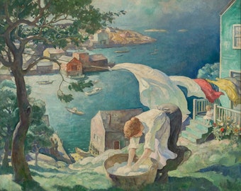 Wash Day on the Maine Coast By Newell Convers Wyeth Quality Print - Frame Me