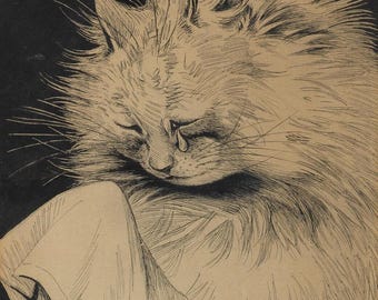 ルイス・ウェイン作「泣く猫」高品質プリント - Frame Me - Etsy 日本