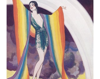 The Loot of the Rainbow – Arthur Ferrier | Whimsical Vintage Pin-Up Art Print – Retro Fantasy Illustration