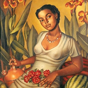 Mulata Cartagenera – Enrique Grau / Impresión de retrato latinoamericano – Arte expresionista colombiano