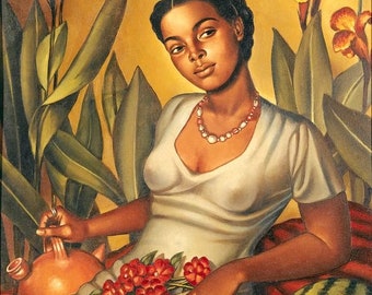 Mulata Cartagenera – Enrique Grau | Latin American Portrait Print – Colombian Expressionist Art