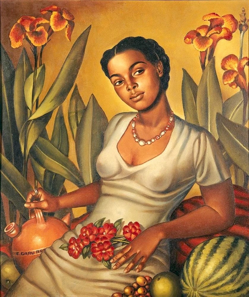 Mulata Cartagenera – Enrique Grau | Latin American Portrait Print – Colombian Expressionist Art