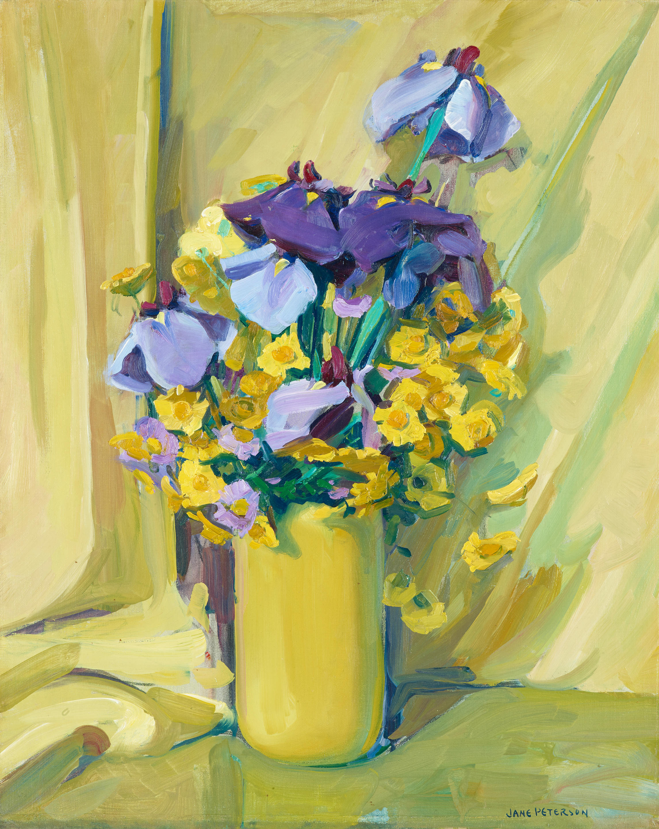 Petersons? 水彩画 Jane Peterson Floral Art Print: Irises, Daisies, Aster Giclée - Etsy