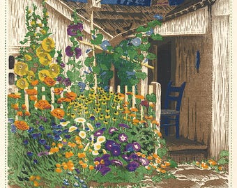 Gustave Baumann Hoosier Garden Art Print: Vintage Floral Landscape Poster