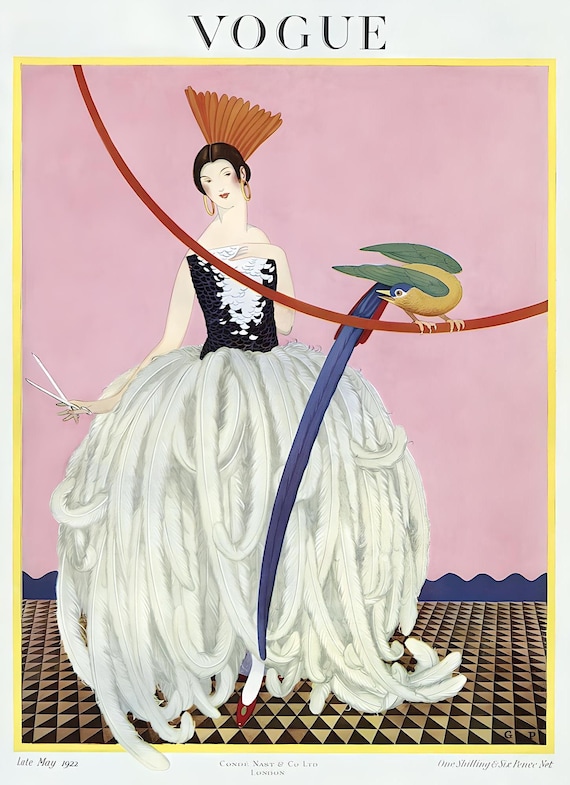 Vintage Vogue Cover Print: May 1922 Art Deco Fashion Poster