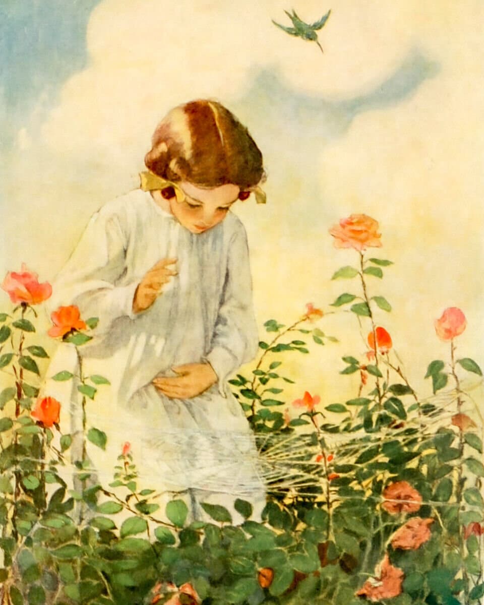 ジェシー・ウィルコックス・スミス作「In the Roses」高品質プリント