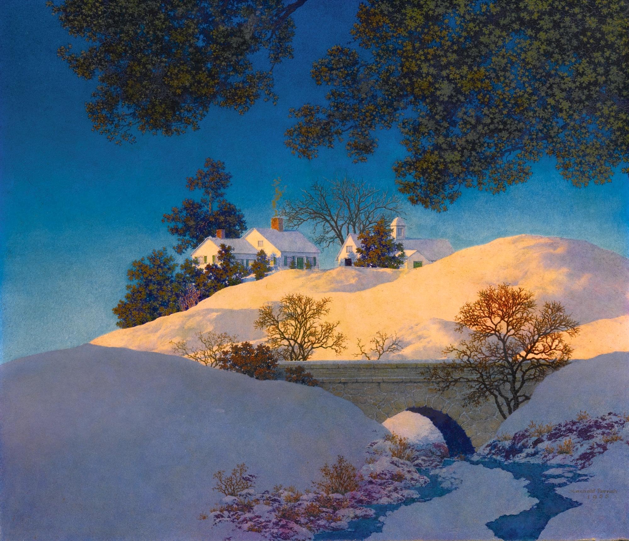 Maxfield Parrish Winter Sunshine Print: Vintage Landscape Art - Etsy