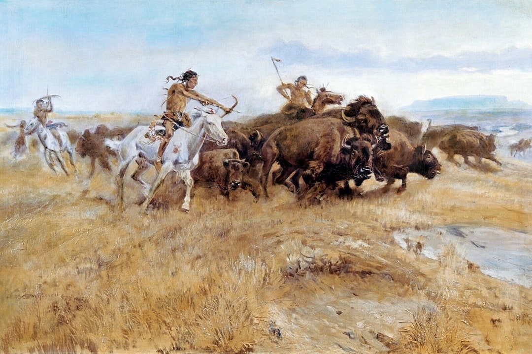 The Buffalo Hunt by Charles M Russell Quality Print - Frame Me - Etsy