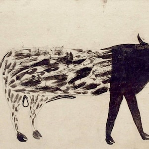 Big Bull by Bill Traylor – Giclée Art Print – Folk Art Animal Wall Decor – Premium Quality Fine Print
