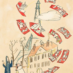 Alfombras Mágicas de Ludwig Bemelmans: Lámina infantil caprichosa, decoración de pared con cuentos coloridos