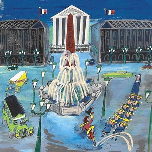 Madeline junto a la fuente de Ludwig Bemelmans – Impresión artística giclée – Arte mural infantil clásico – Impresión fina premium