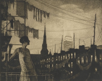 Martin Lewis Print: The Glow of the City, Quality Matte Art Paper