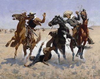 Ayudando a un camarada, de Frederic Remington. Impresión de calidad - Enmárcalo.
