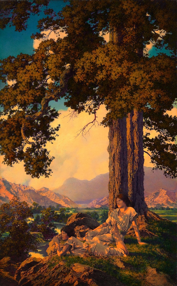 Hilltop by Maxfield Parrish – Dreamlike Vintage Landscape Print