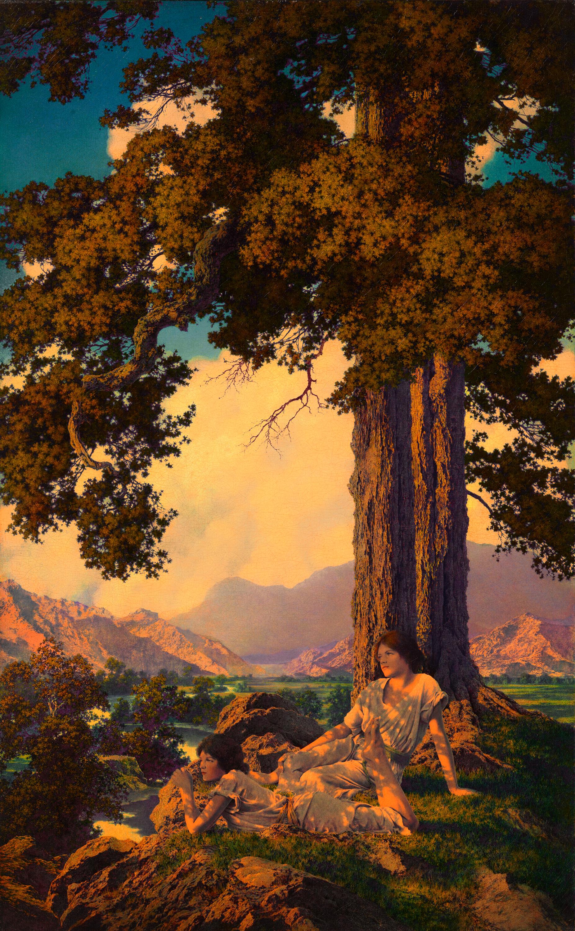絵画 Forest Hills Hilltop by Maxfield Parrish – Dreamlike Vintage Landscape Print