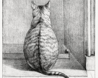 Jean Bernard Cat Archival Fine Art Print Minimalist Feline Wall Decor