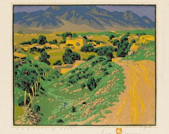 Ranchos de Taos von Gustave Baumann Qualitätsdruck - Rahmen Me
