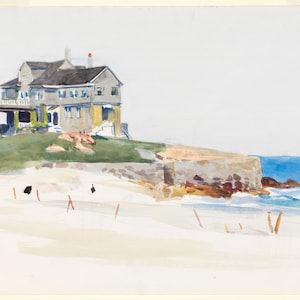 House by the Sea by Edward Hopper – Vintage American Realist Print, Coastal Architecture Wall Art