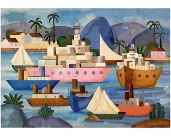 Tarsila do Amaral: O Porto - Modernismo brasileño Lámina artística