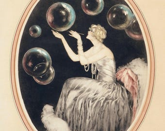 k842 アール・デコを代表するフランスの画家 ルイ・イカール『マダムと黒猫』 k842 アール・デコを代表するフランスの画家 ルイ・イカール『マダムと