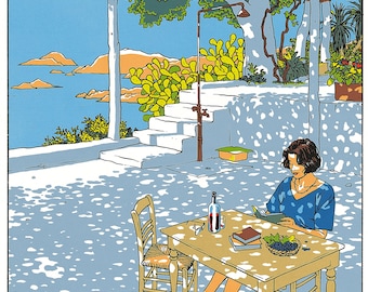 Summer by Vittorio Giardino – Colorful European Landscape Print, Vintage Seasonal Wall Art