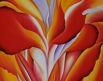 Stampa "Red Canna" di Georgia O'Keeffe: un'opera d'arte floreale vibrante.