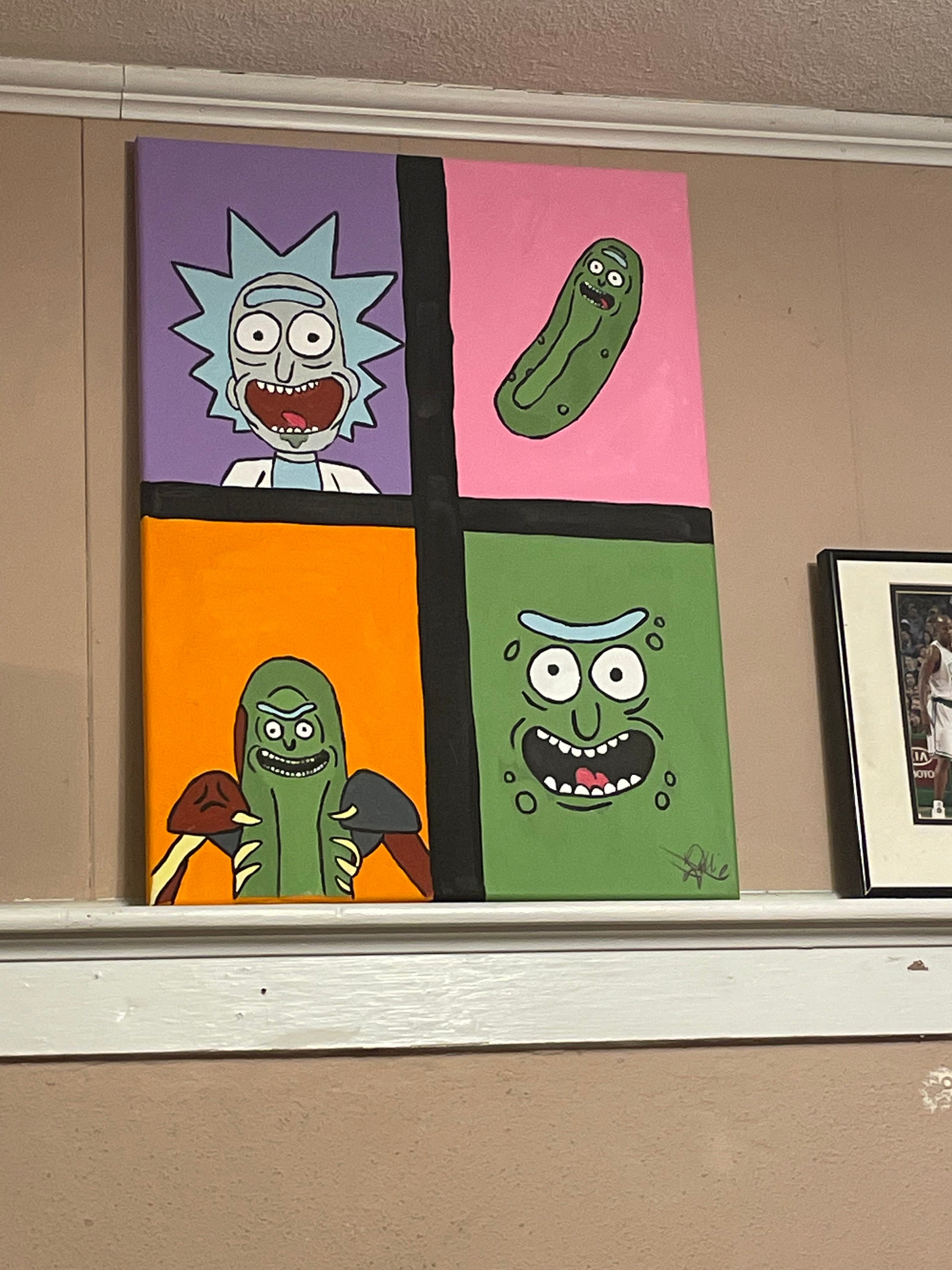 Pickle Rick Collage Painting Etsy Canada