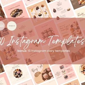 80 Instagram Posts & Story Templates, Canva Templates, Bakery Instagram template, Coffee Instagram template, Cake Shop Template