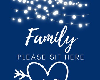 no assigned seating wedding sign Reserved For Family digital download. Guide your guests to their seats with personal touches. Perfect for 5x7in frames at weddings or events