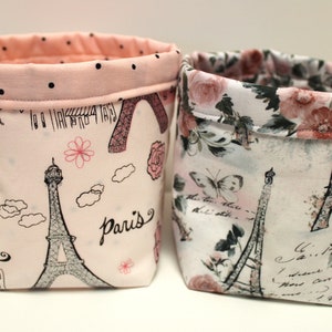 Paris Fabric Baskets, Storage container, Home Decor, Reversible Basket