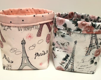 Paris Fabric Baskets, Storage container, Home Decor, Reversible Basket