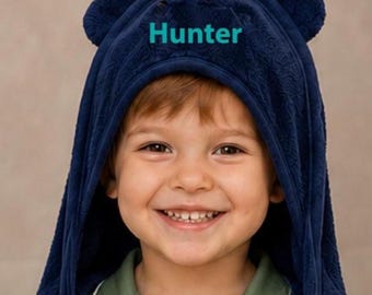 Regalo de orejas de oso con capucha para bebés y niños pequeños / Regalo de toalla de baño personalizada