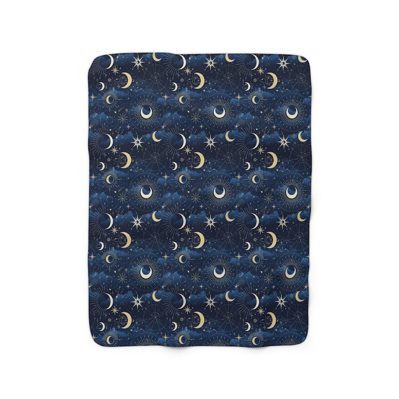 Celestial Sherpa Fleece Blanket Night Sky, Sun, Moon, and Galaxy Design Sun and Moon Blanket Galaxy Blanket Esoteric Celestial Blanket imagem 2