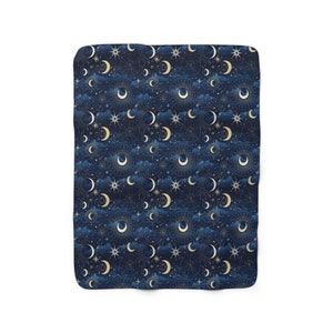 Celestial Sherpa Fleece Blanket Night Sky, Sun, Moon, and Galaxy Design Sun and Moon Blanket Galaxy Blanket Esoteric Celestial Blanket imagem 6