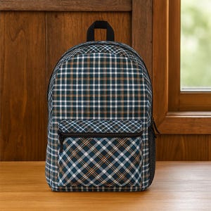 Blue Plaid Backpack: Tartan Checkered Bookbag for School or Travel