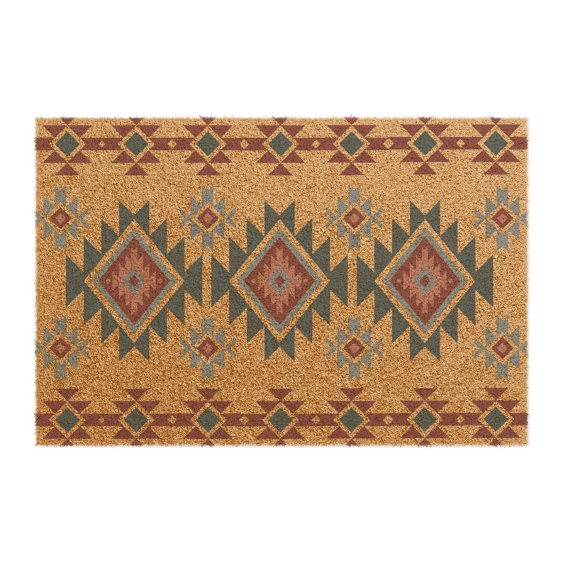 Aztec Entry Rug Southwest Coir Doormat: Aztec Tribal Design, Non-slip Entry Rug - Etsy