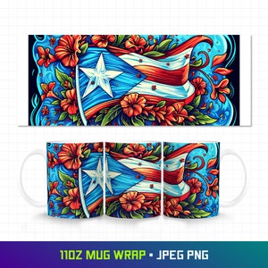 Puerto Rico Mug, Puerto Rico Flag Mug, Puerto Rican Mug, Boricua Mug, 11oz Mug Wrap, Puerto Rico Design, Boricua Design, Puerto Rico Png