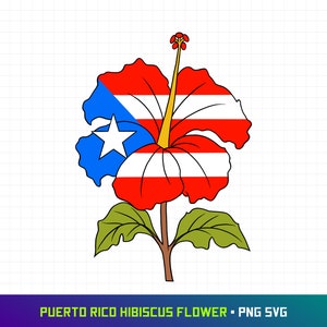 Fleur d'hibiscus de Porto Rico SVG, SVG de Porto Rico, drapeau de Porto Rico SVG, portoricain, Boricua, conception de Porto Rico, fichier coupé, prêt pour la Cricut