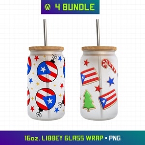 Puerto Rico Libbey Wrap, 16oz Libbey Wrap, Libbey Wrap Bundle, Puerto Rico Christmas, Boricua, Puerto Rico Flag, Puerto Rico Png, DTF Print